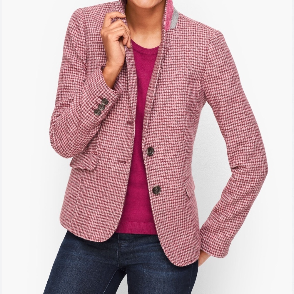 Talbots Houndstooth Blazer - pink/burgundy size 8